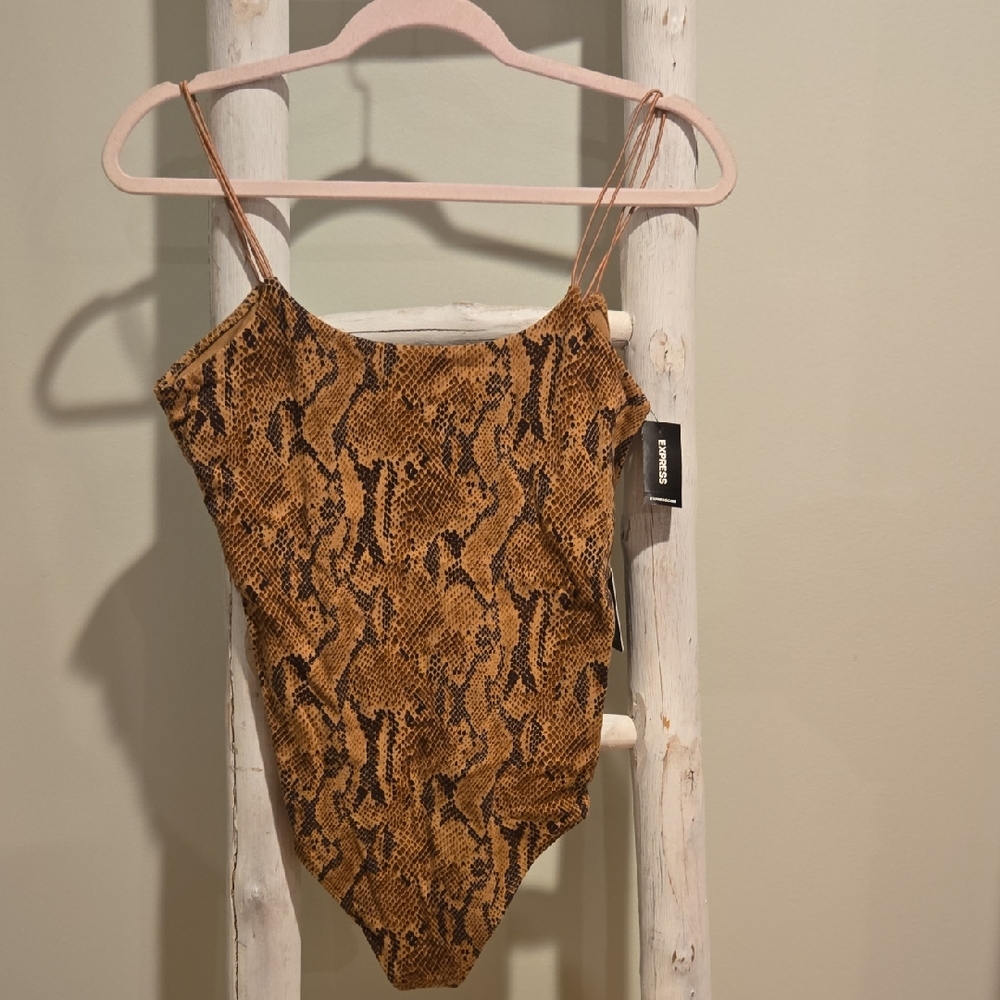 Express Snake Print Bodysuit in Brown and Black NWT Medium